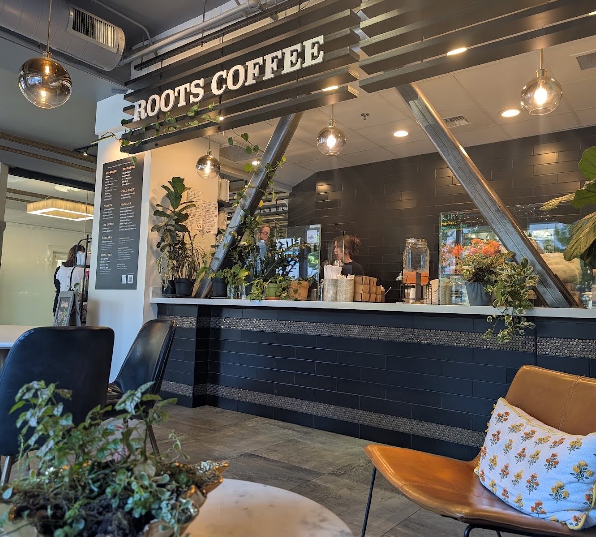 Interior of Roots Coffee, specialty coffee shop in Sacramento