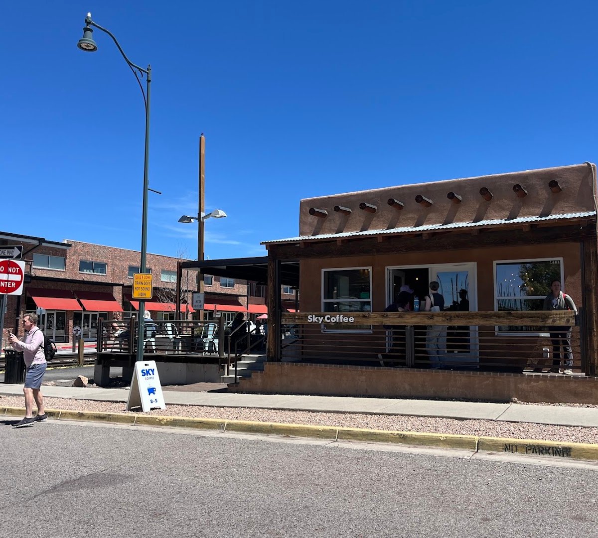 Storefront of Sky Coffee, specialty coffee shop in Santa Fe