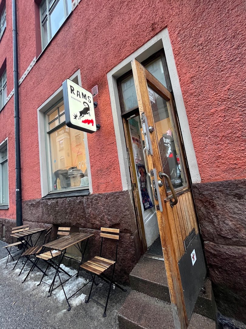 Storefront of Rams Roasters, specialty coffee shop in Helsinki