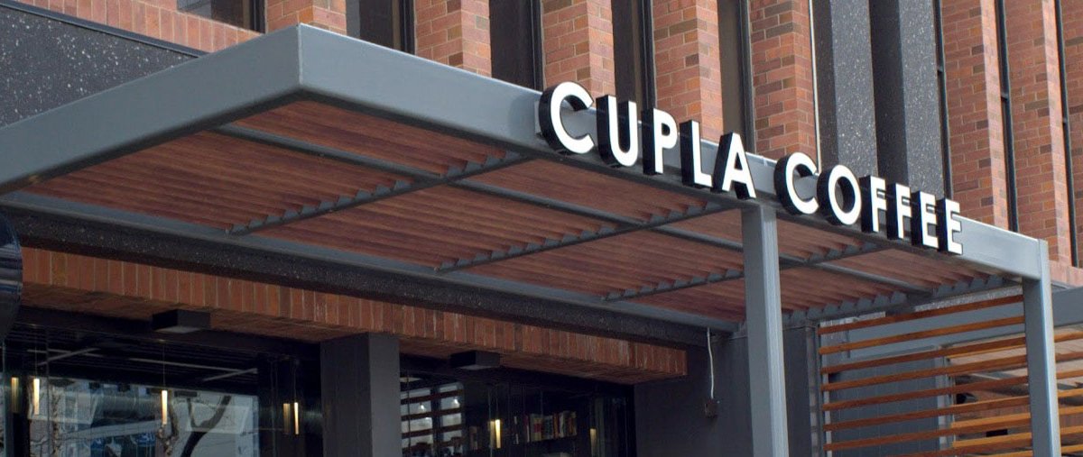 Storefront of Cupla Coffee, specialty coffee shop in Salt Lake City
