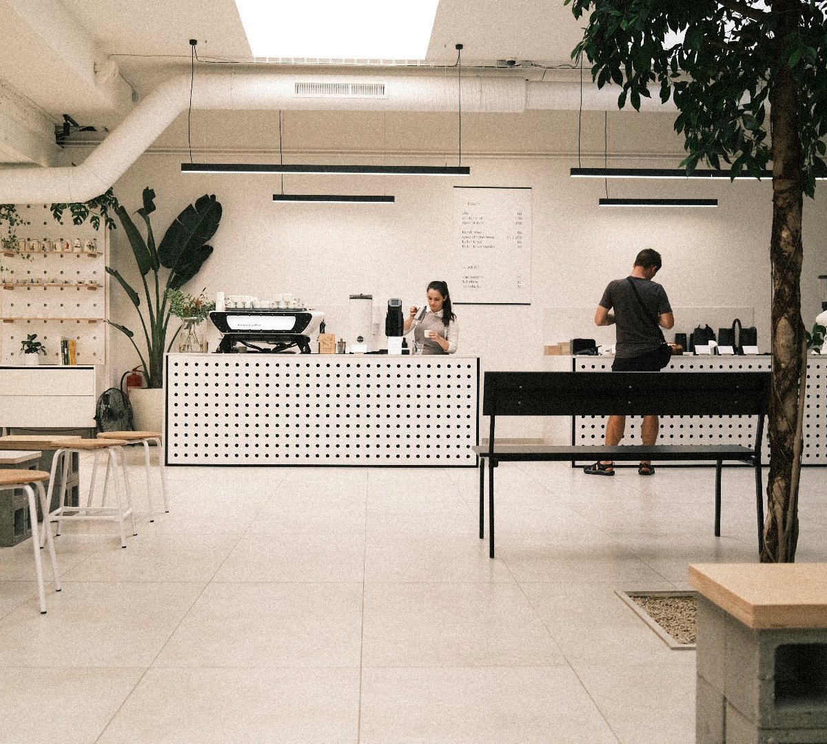 Interior of MAZELAB Tasting Studio, specialty coffee shop in Prague