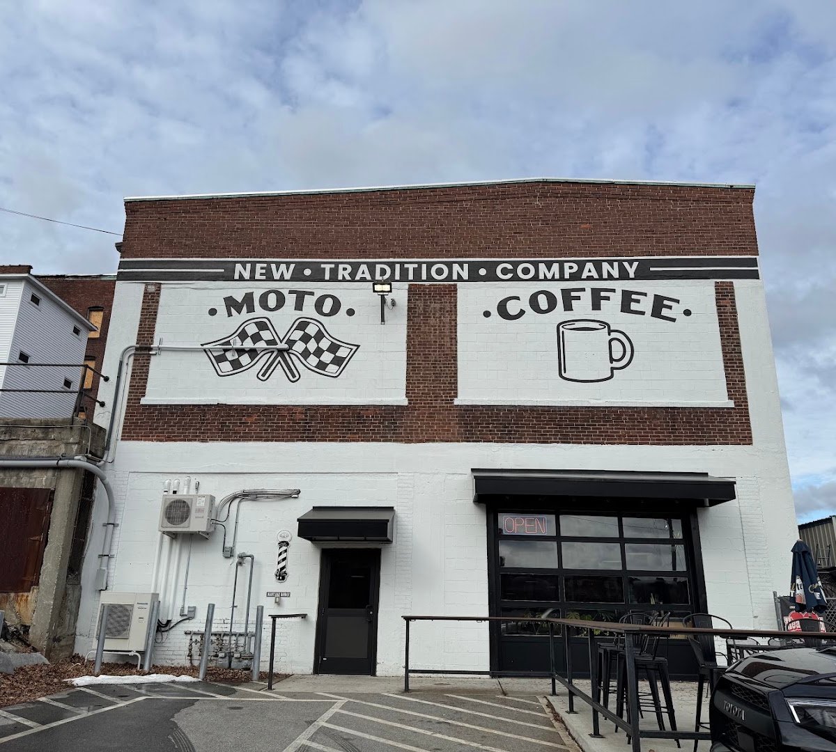 Storefront of New Tradition Co, specialty coffee shop in Worcester