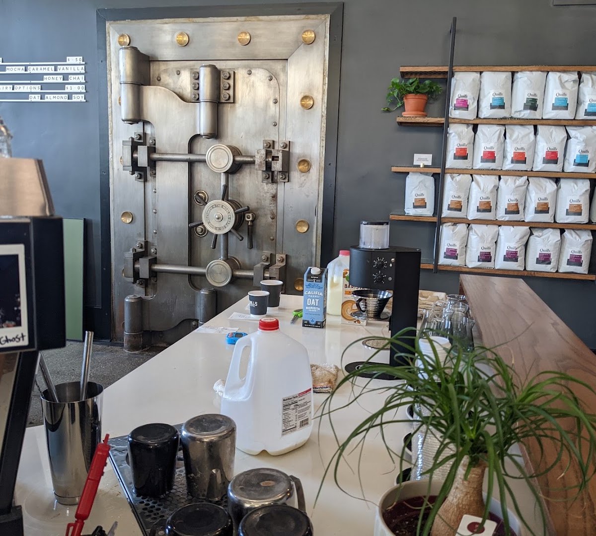 Interior of Quills Coffee, specialty coffee shop in Louisville