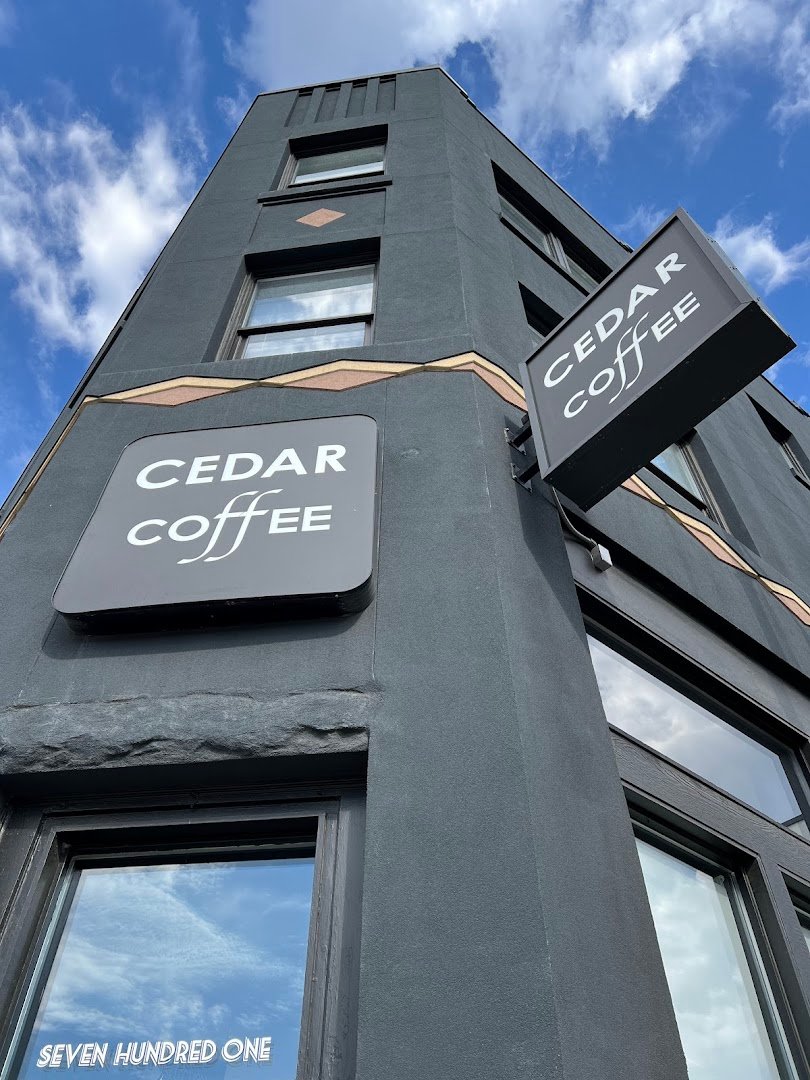 Storefront of Cedar Coffee, specialty coffee shop in Spokane