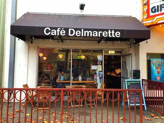 Storefront of Cafe Delmarette, specialty coffee shop in Santa Cruz