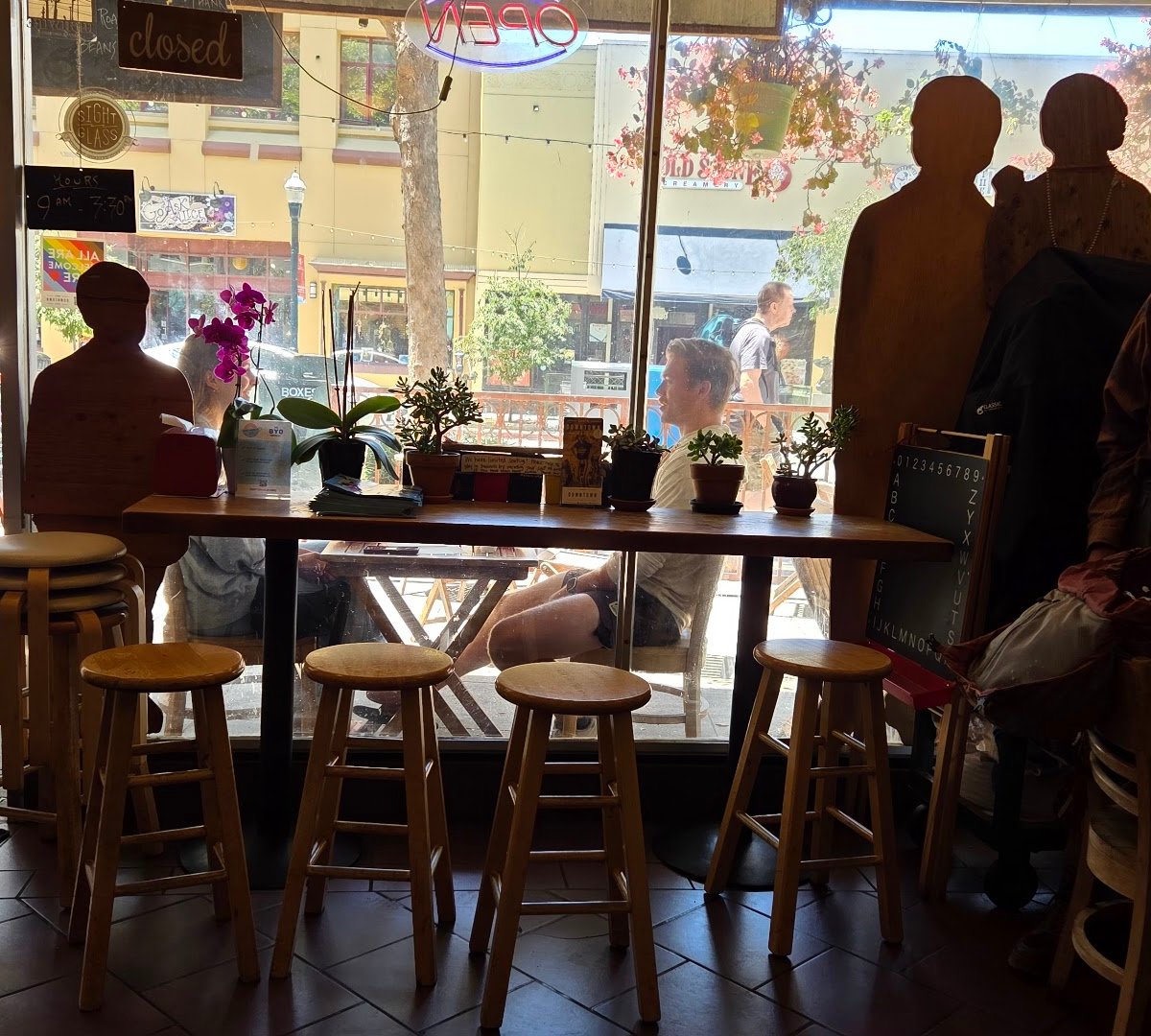 Interior of Cafe Delmarette, specialty coffee shop in Santa Cruz