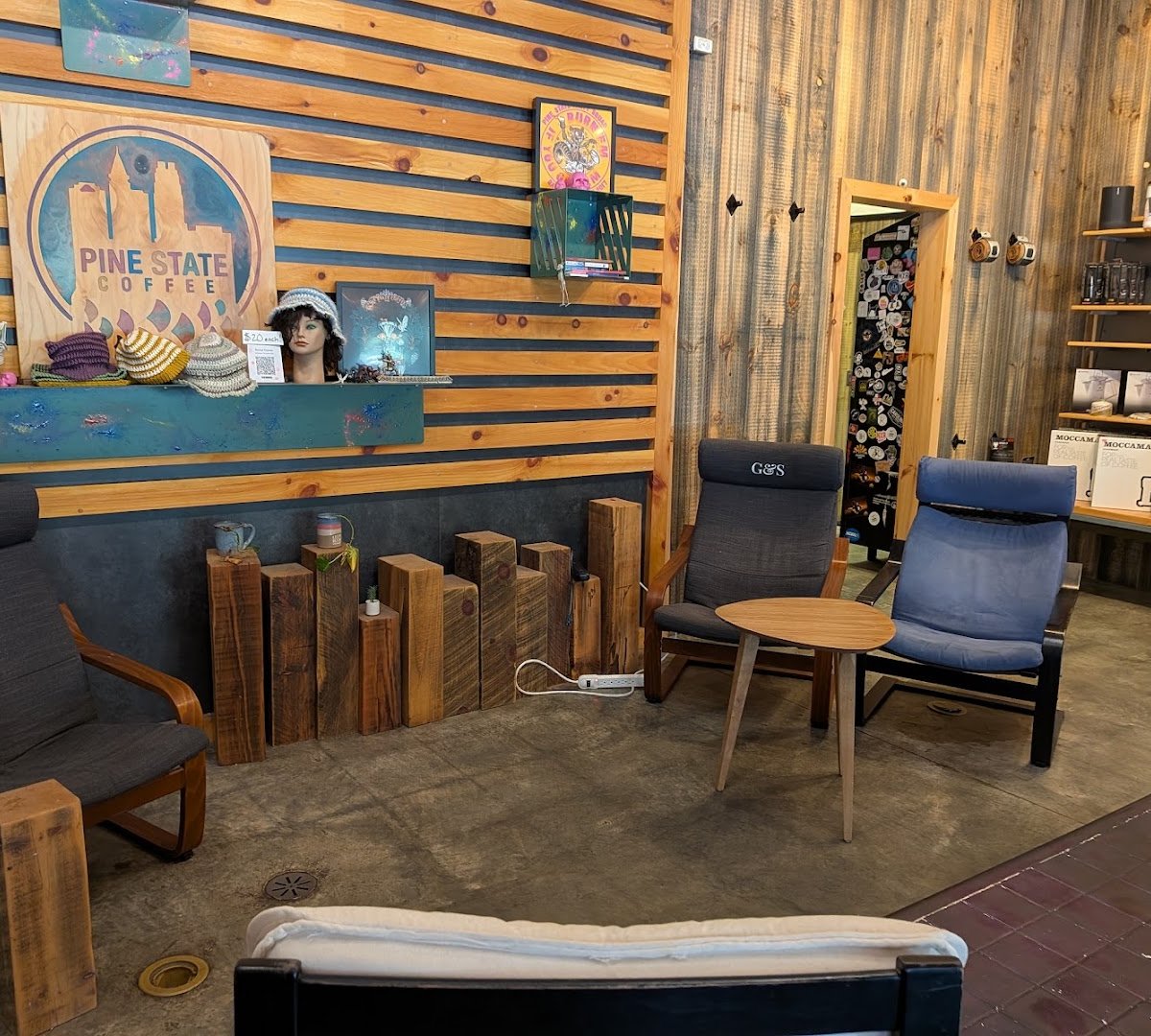 Interior of Pine State Coffee, specialty coffee shop in Raleigh-Durham