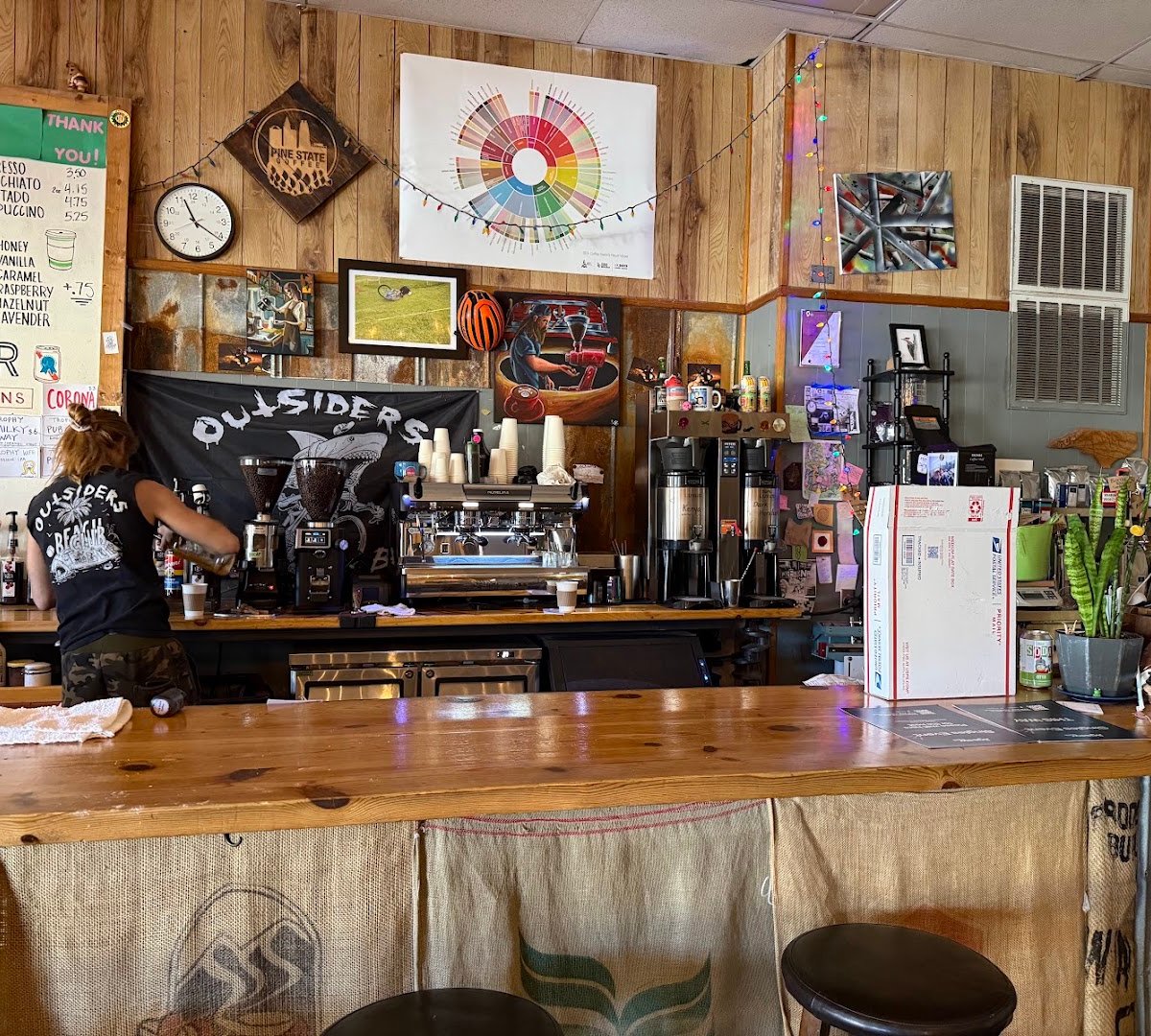 Interior of Pine State Coffee, specialty coffee shop in Raleigh-Durham