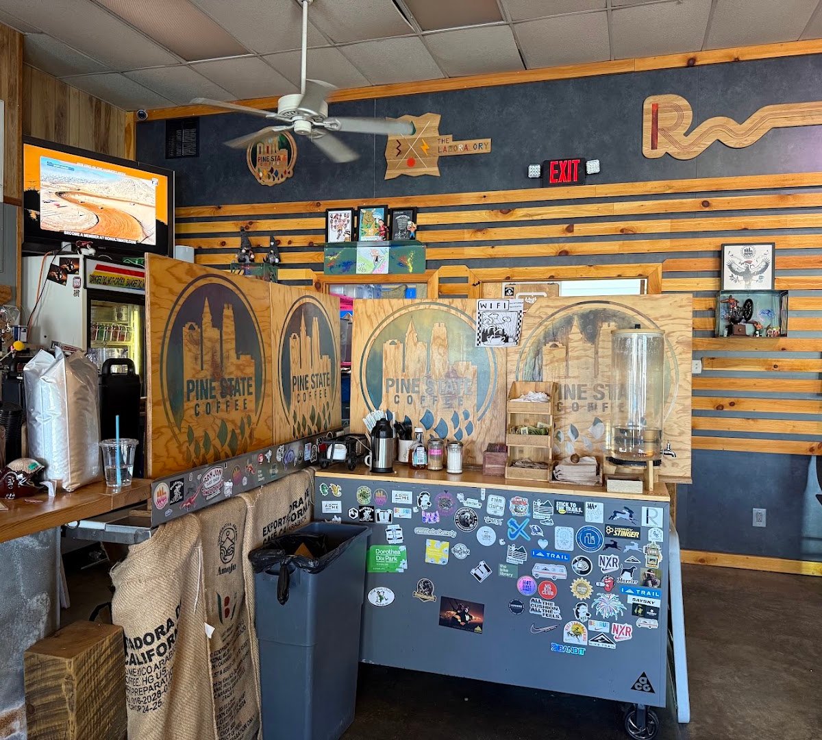 Interior of Pine State Coffee, specialty coffee shop in Raleigh-Durham