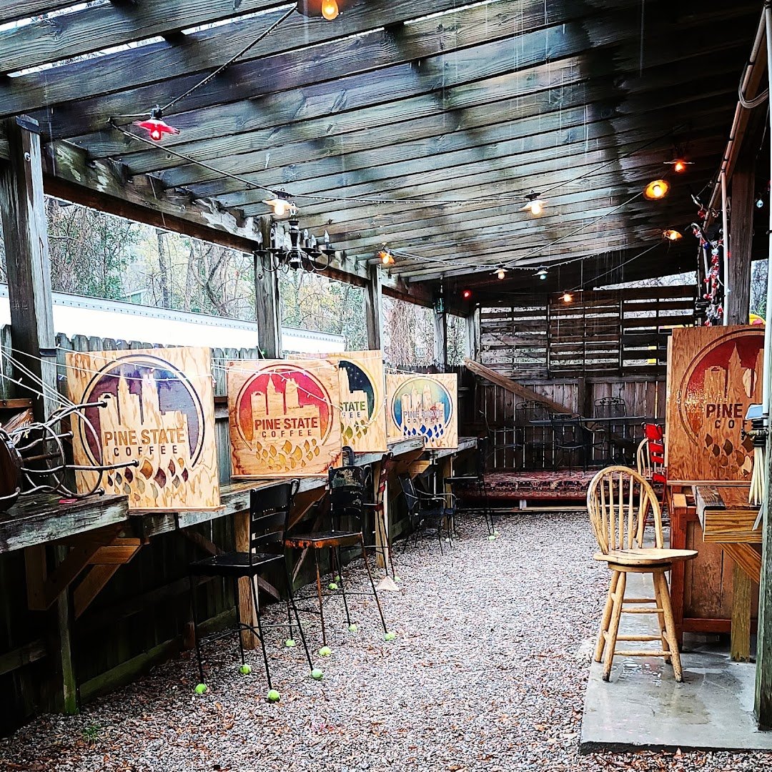 Storefront of Pine State Coffee, specialty coffee shop in Raleigh-Durham