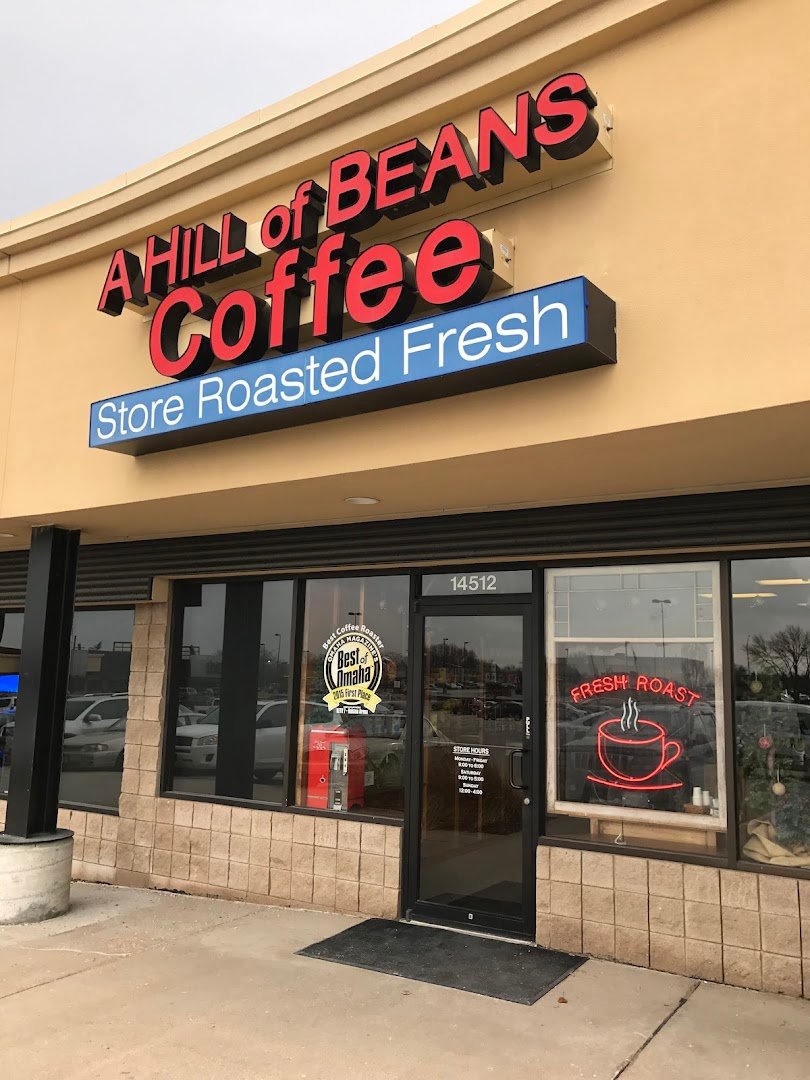 Storefront of A Hill of Beans Coffee Roasters, specialty coffee shop in Omaha