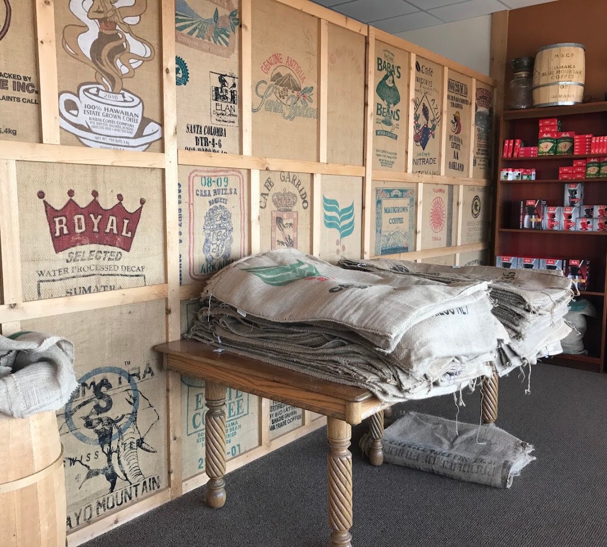 Interior of A Hill of Beans Coffee Roasters, specialty coffee shop in Omaha