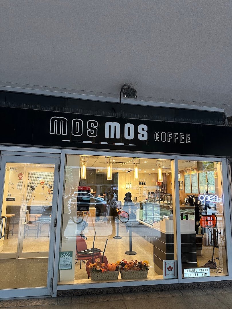 Storefront of Mos Mos Coffee & Cookie Shop, specialty coffee shop in Toronto