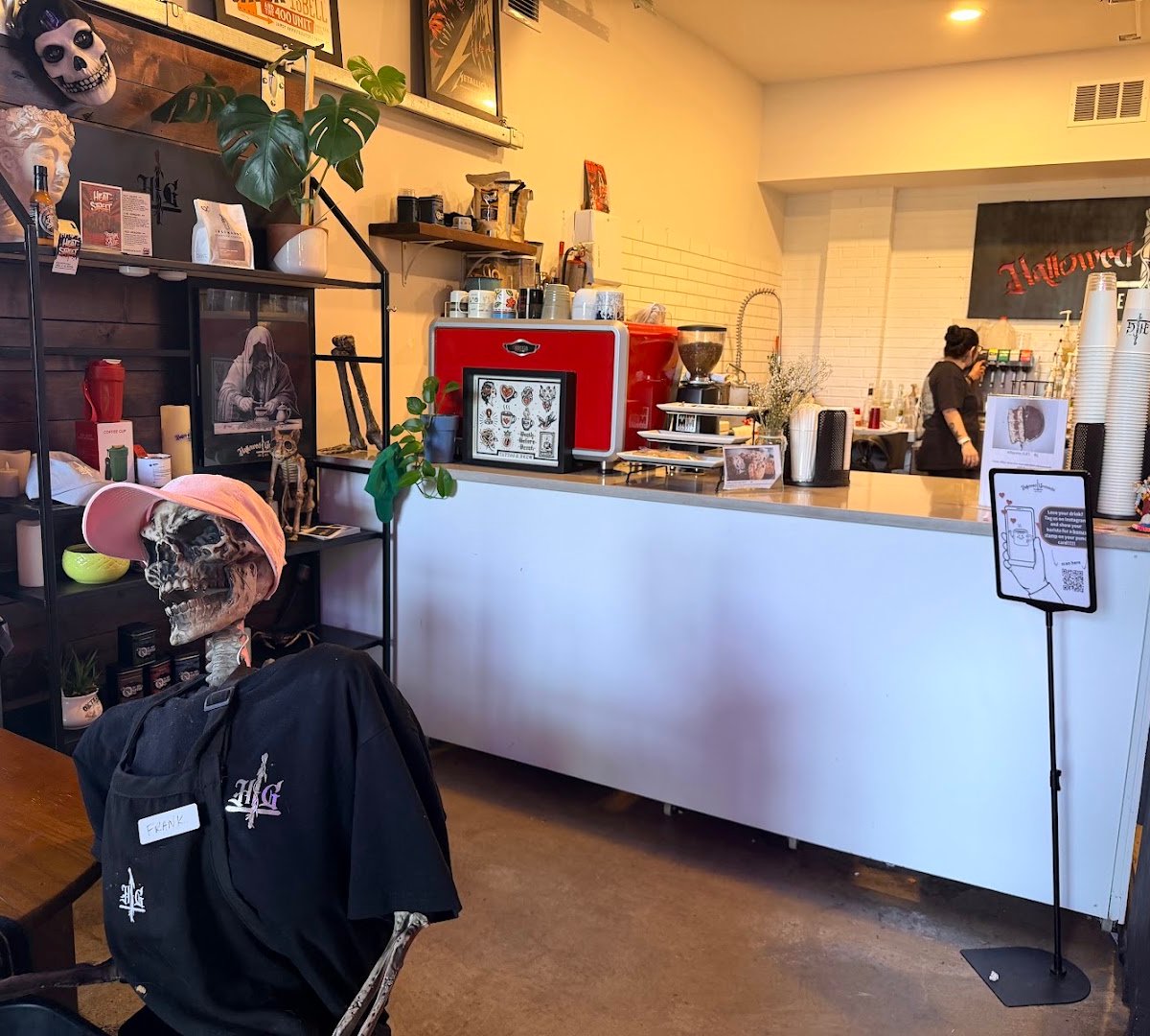 Interior of Hallowed Grounds Cafe & Gifts, specialty coffee shop in Salt Lake City