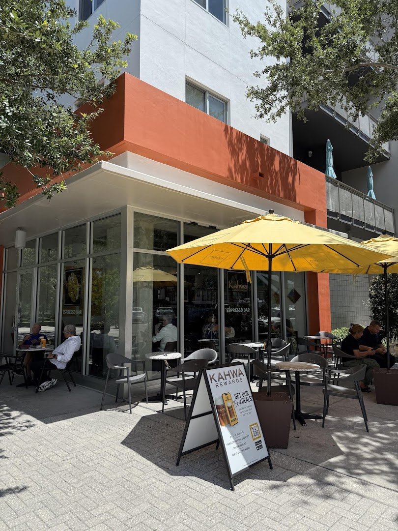Storefront of Kahwa Coffee, specialty coffee shop in Tampa-St. Petersburg
