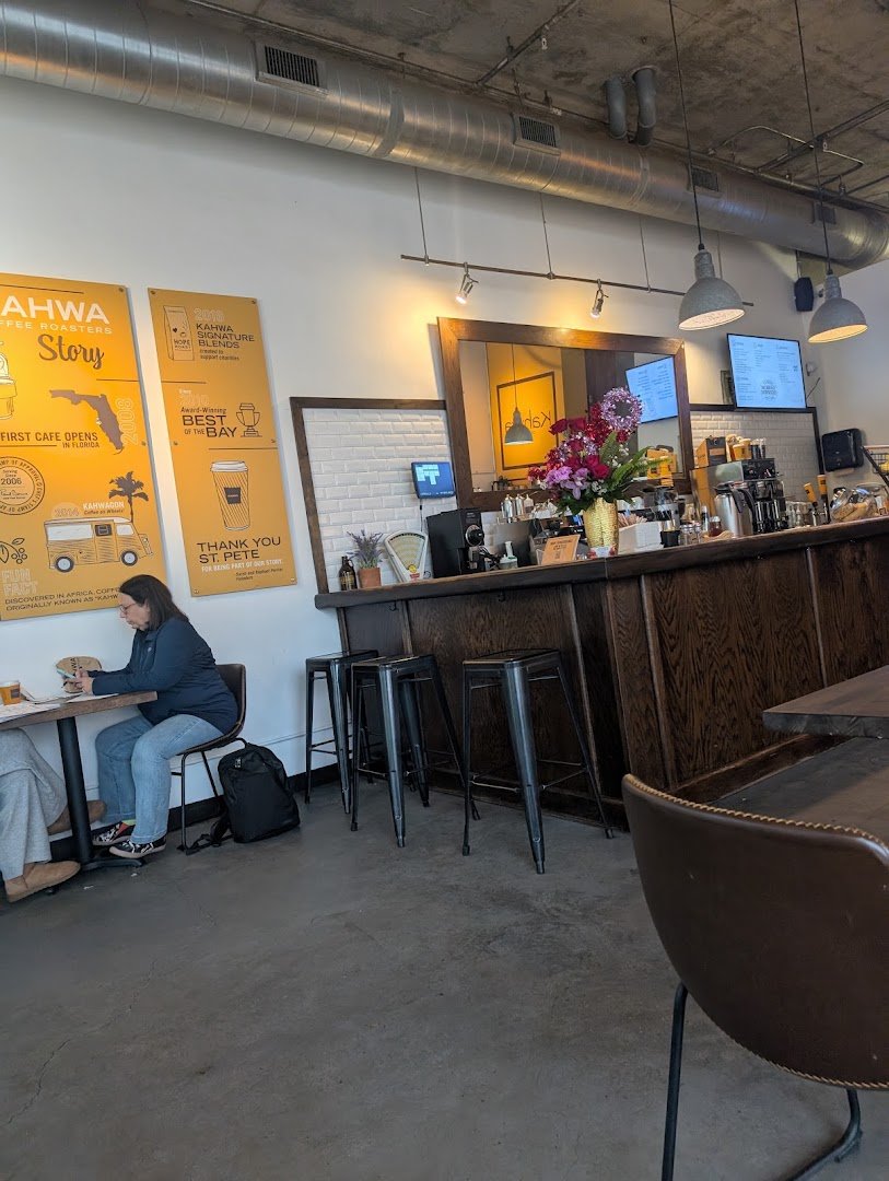 Interior of Kahwa Coffee, specialty coffee shop in Tampa-St. Petersburg