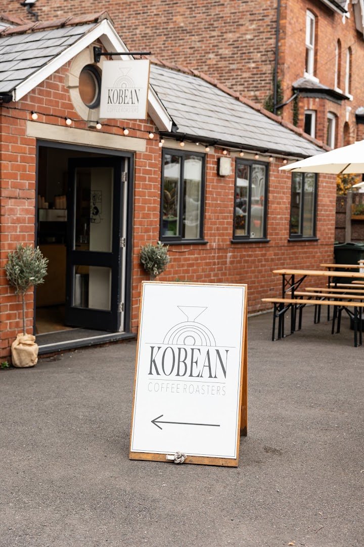 Storefront of Kobean Coffee Roasters, specialty coffee shop in Manchester