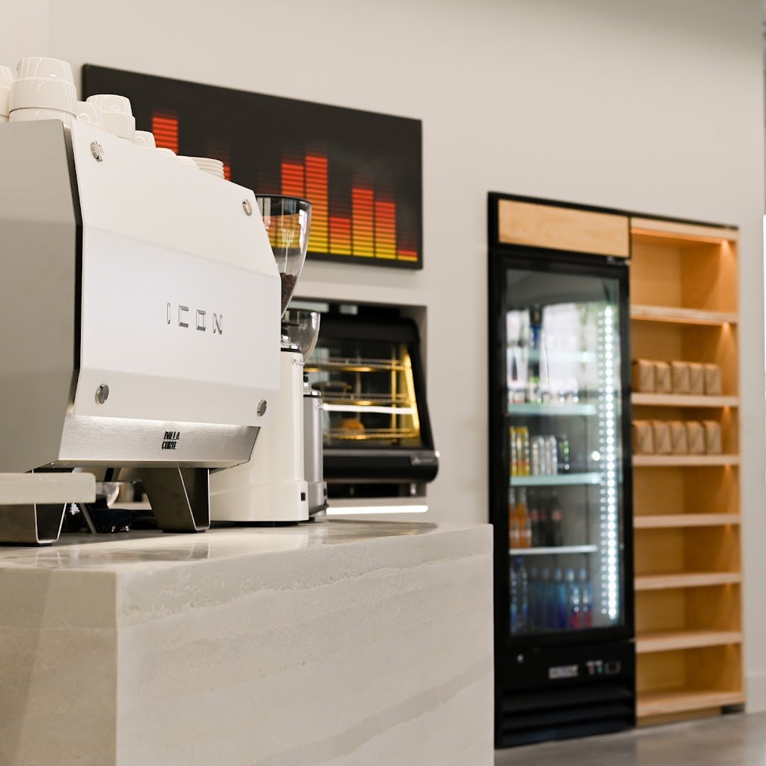Interior of AM:FM, specialty coffee shop in Rochester