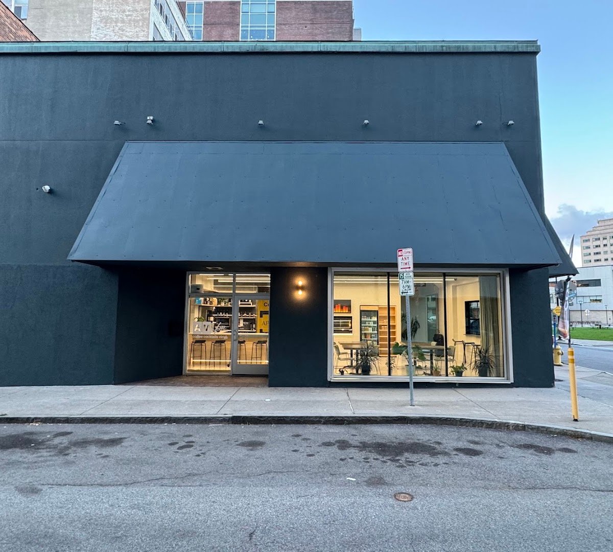 Storefront of AM:FM, specialty coffee shop in Rochester
