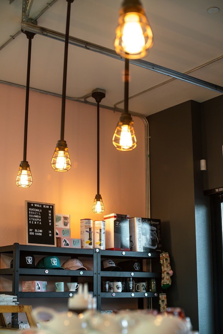 Interior of Dark Horse Coffee Roasters, specialty coffee shop in San Diego