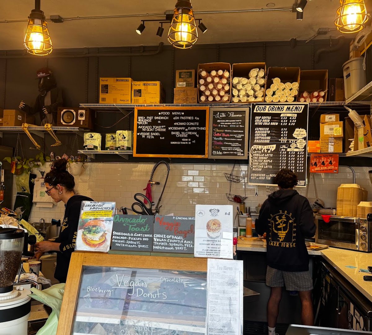 Interior of Dark Horse Coffee Roasters, specialty coffee shop in San Diego