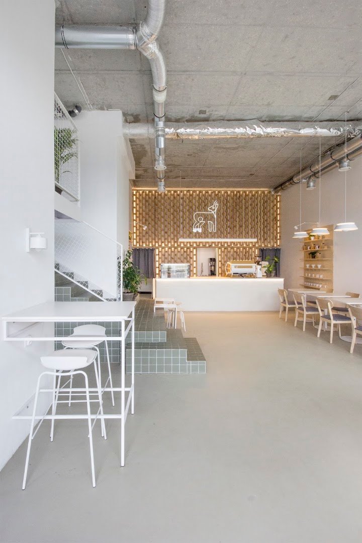 Interior of TYPIKA, specialty coffee shop in Warsaw