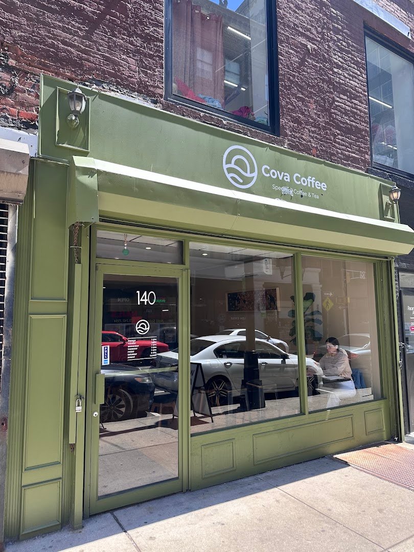 Storefront of Cova Coffee, specialty coffee shop in Newark