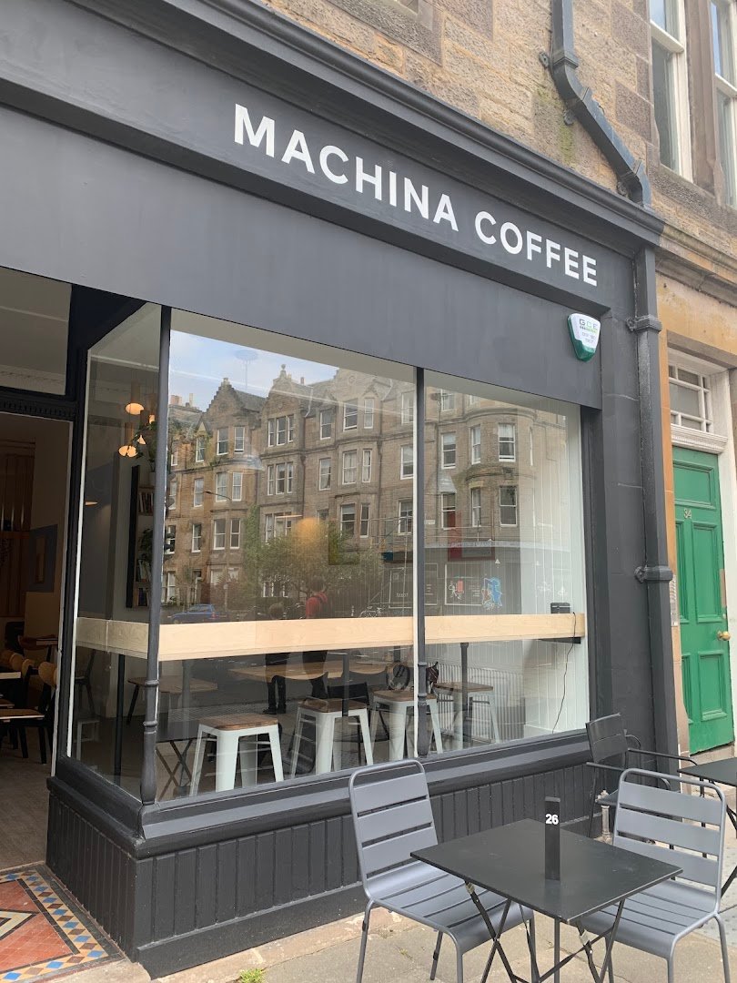 Storefront of Machina Coffee - Marchmont Cafe, specialty coffee shop in Edinburgh