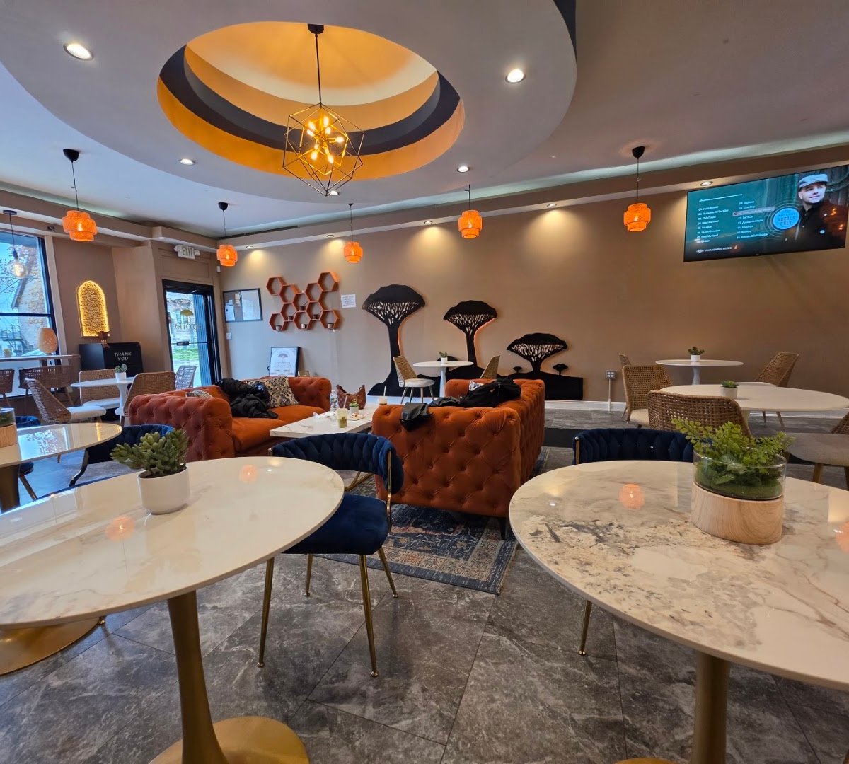 Interior of Socotra Yemeni Coffee House, specialty coffee shop in Buffalo