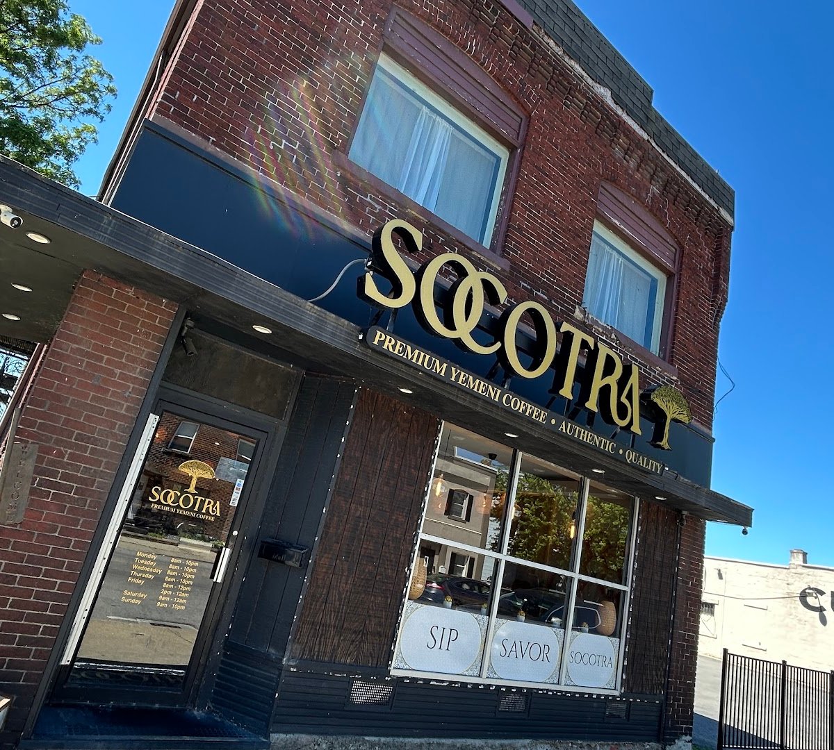 Storefront of Socotra Yemeni Coffee House, specialty coffee shop in Buffalo