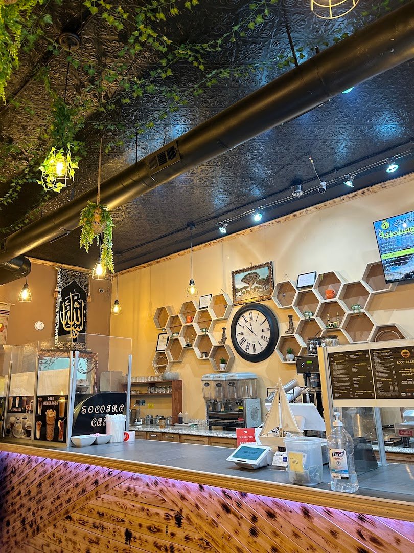Interior of Socotra Yemeni Coffee House, specialty coffee shop in Buffalo