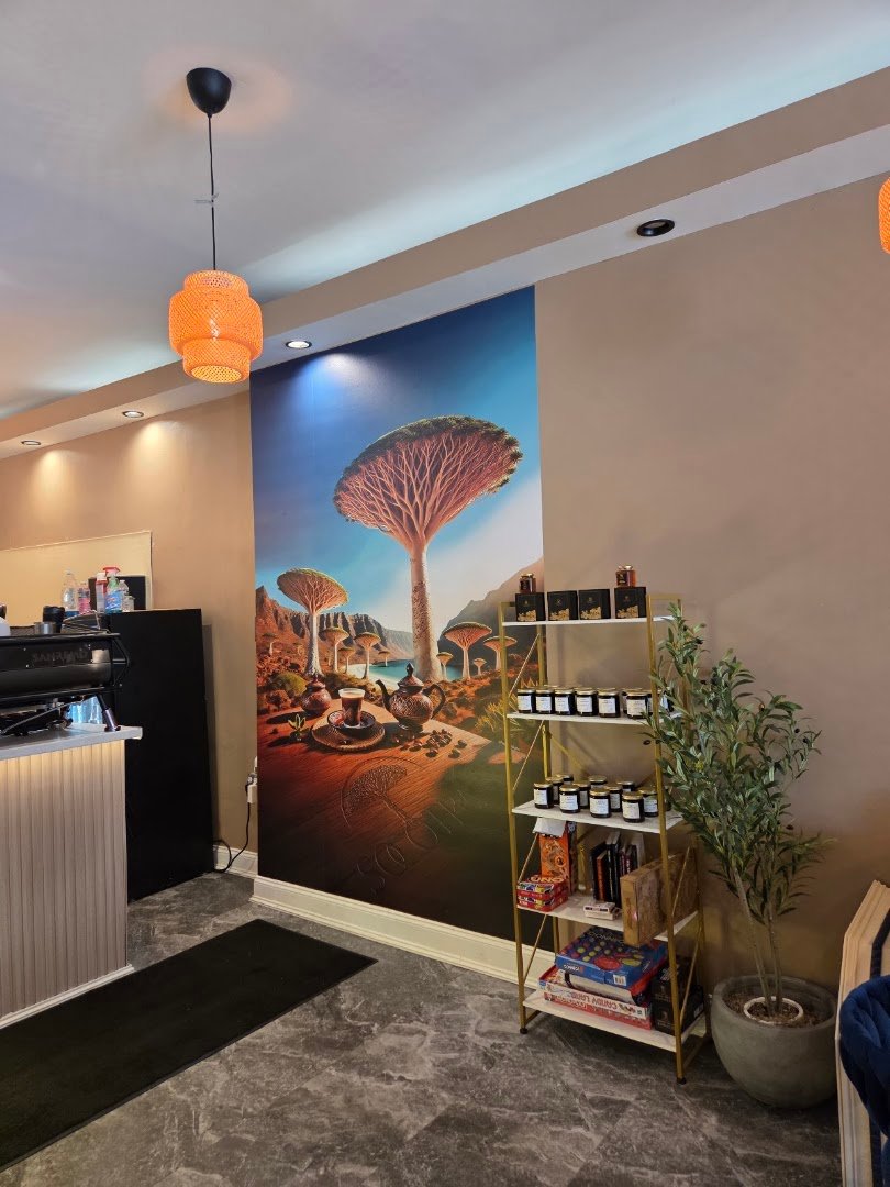 Interior of Socotra Yemeni Coffee House, specialty coffee shop in Buffalo
