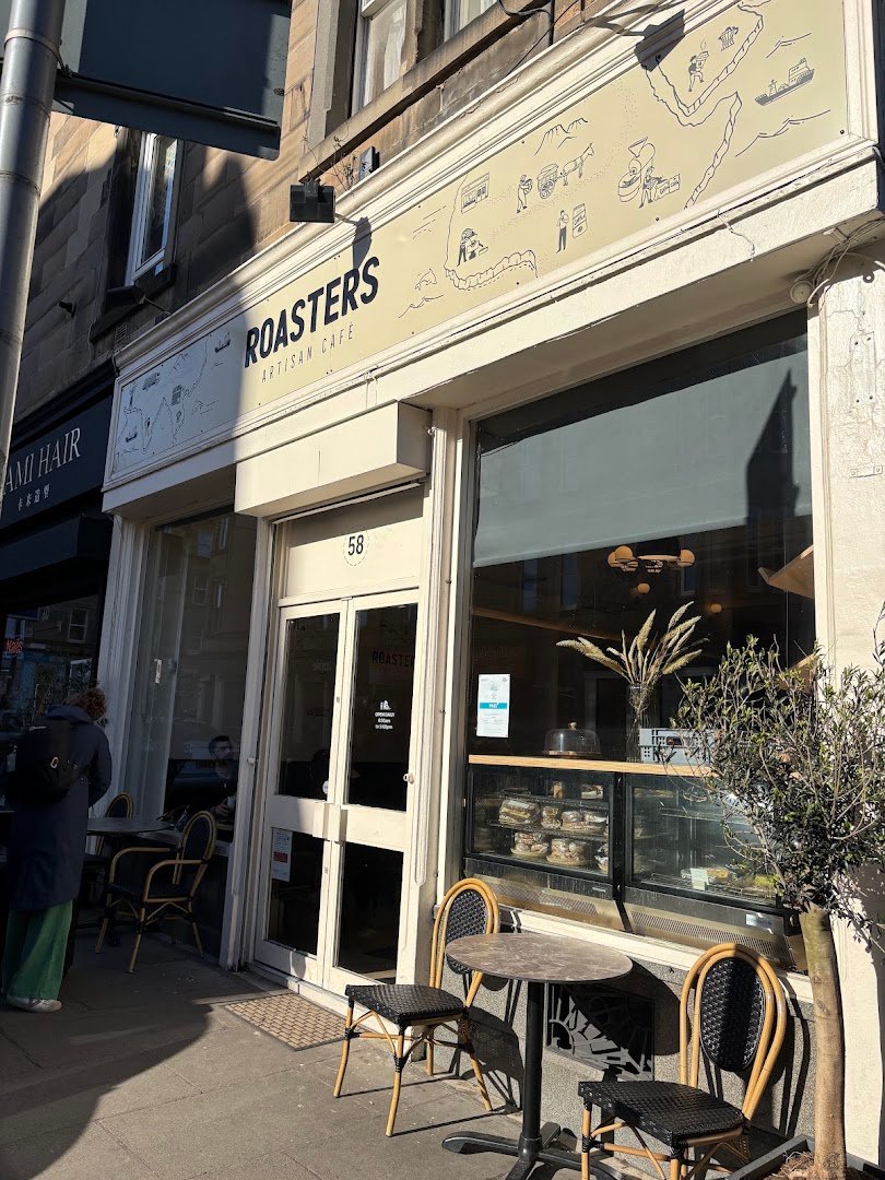 Storefront of Roasters - Artisan Cafe, specialty coffee shop in Edinburgh