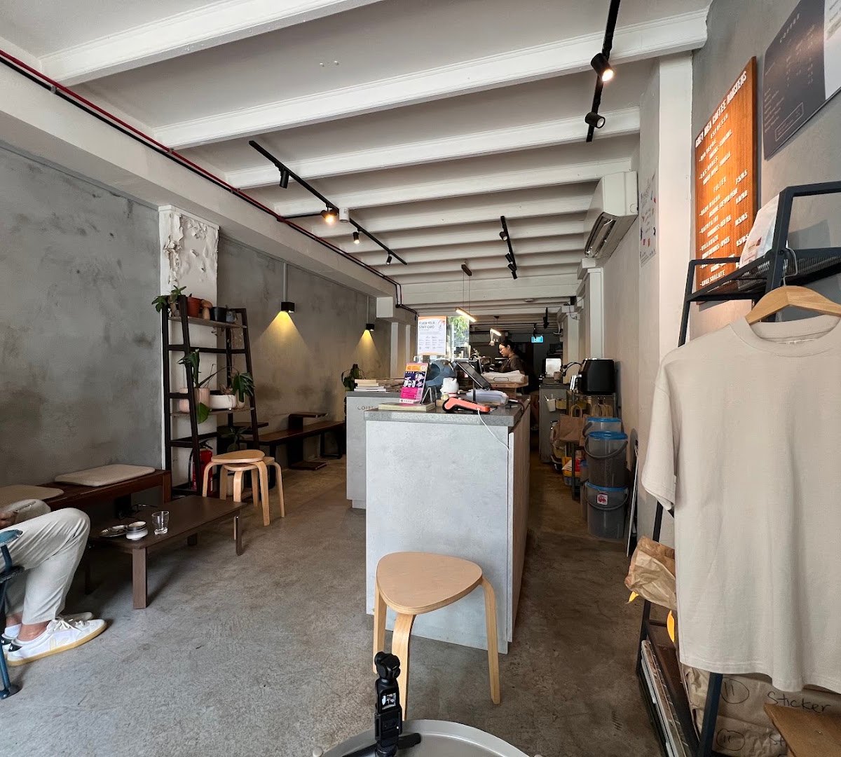 Interior of Grey Area Coffee Roasters, specialty coffee shop in Singapore
