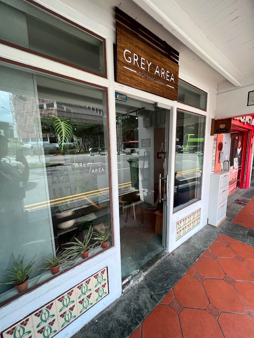 Storefront of Grey Area Coffee Roasters, specialty coffee shop in Singapore