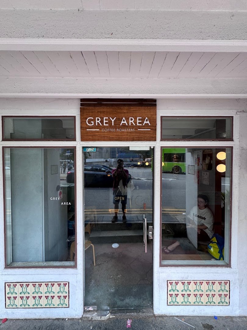 Storefront of Grey Area Coffee Roasters, specialty coffee shop in Singapore