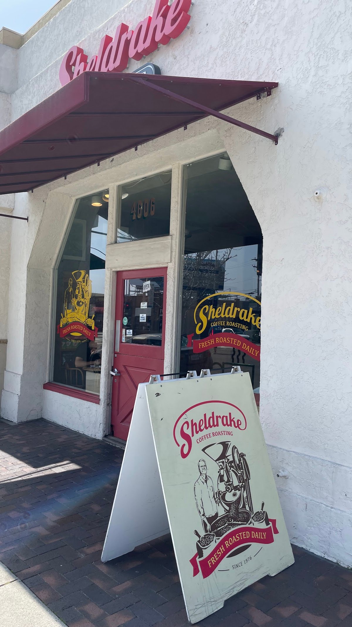 Storefront of Sheldrake Coffee Roasting, specialty coffee shop in Los Angeles