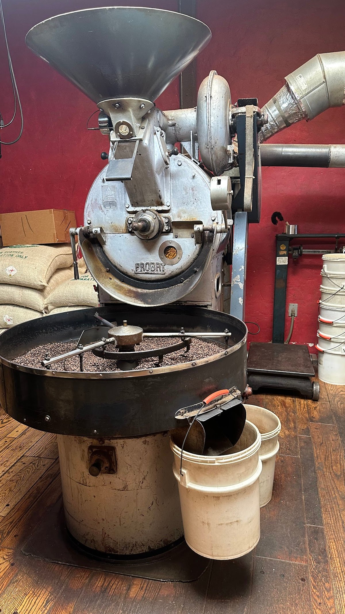 Interior of Sheldrake Coffee Roasting, specialty coffee shop in Los Angeles