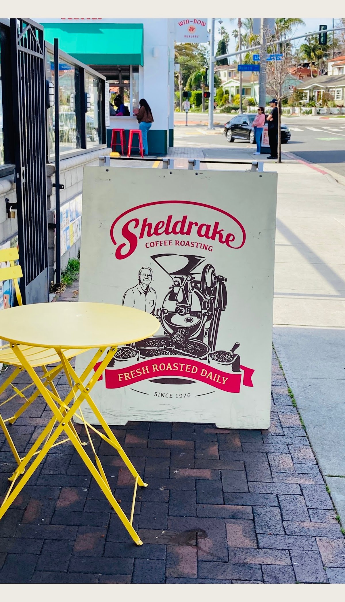 Storefront of Sheldrake Coffee Roasting, specialty coffee shop in Los Angeles