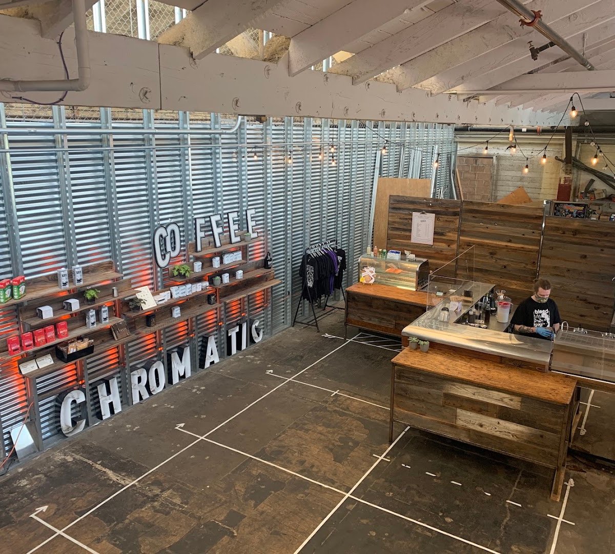 Interior of Chromatic Coffee Co., specialty coffee shop in San Jose