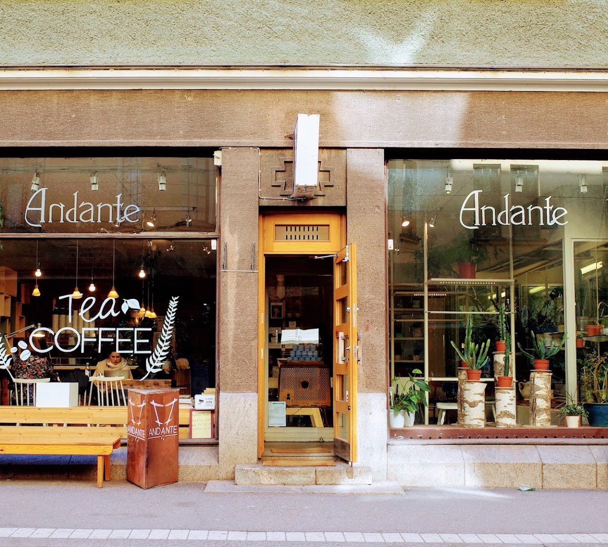 Storefront of Andante Coffee, specialty coffee shop in Helsinki