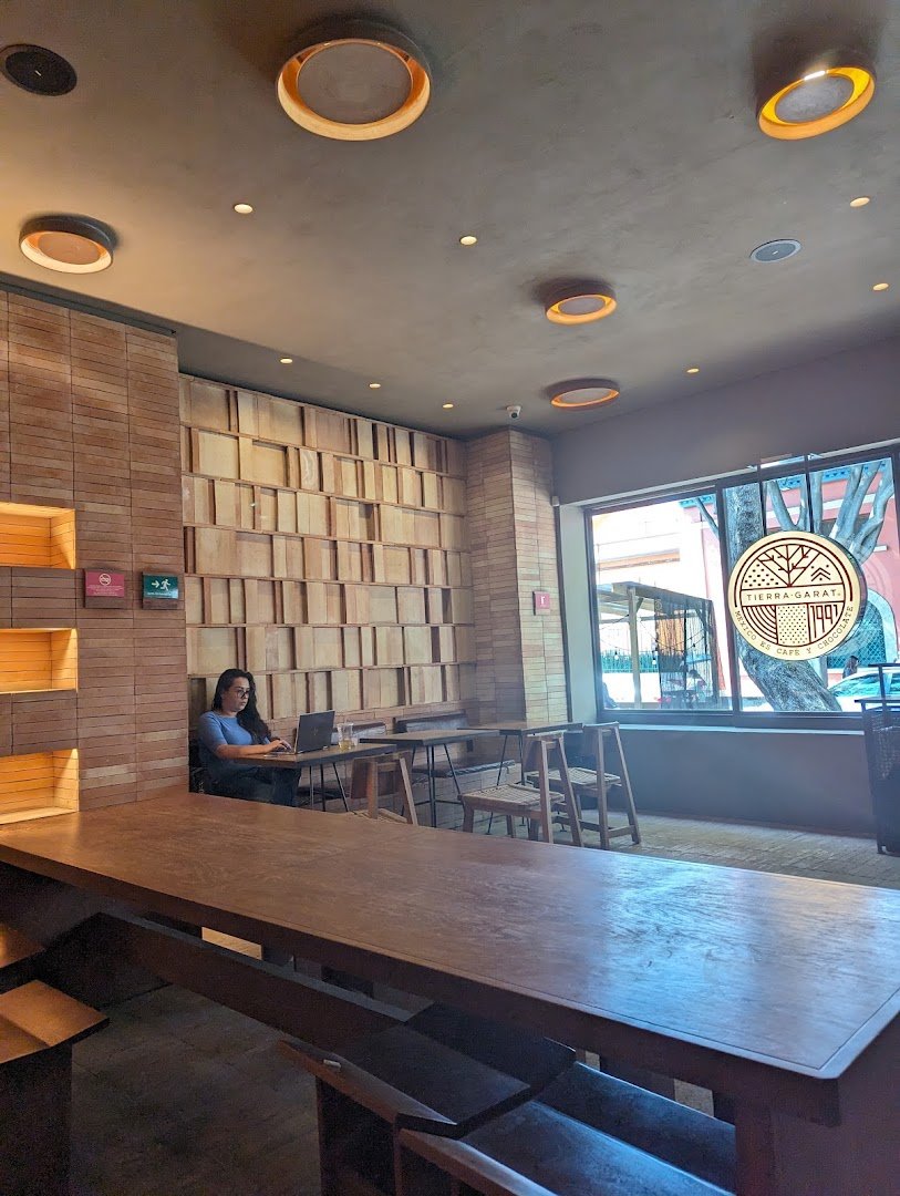 Interior of Tierra Garat, Hidalgo, specialty coffee shop in Mexico City