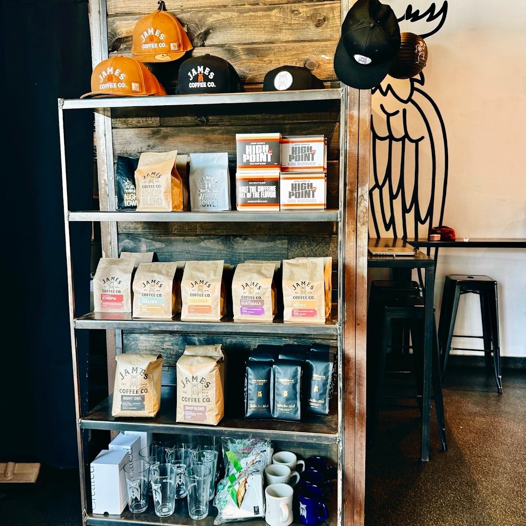 Interior of James Coffee Co., specialty coffee shop in San Diego