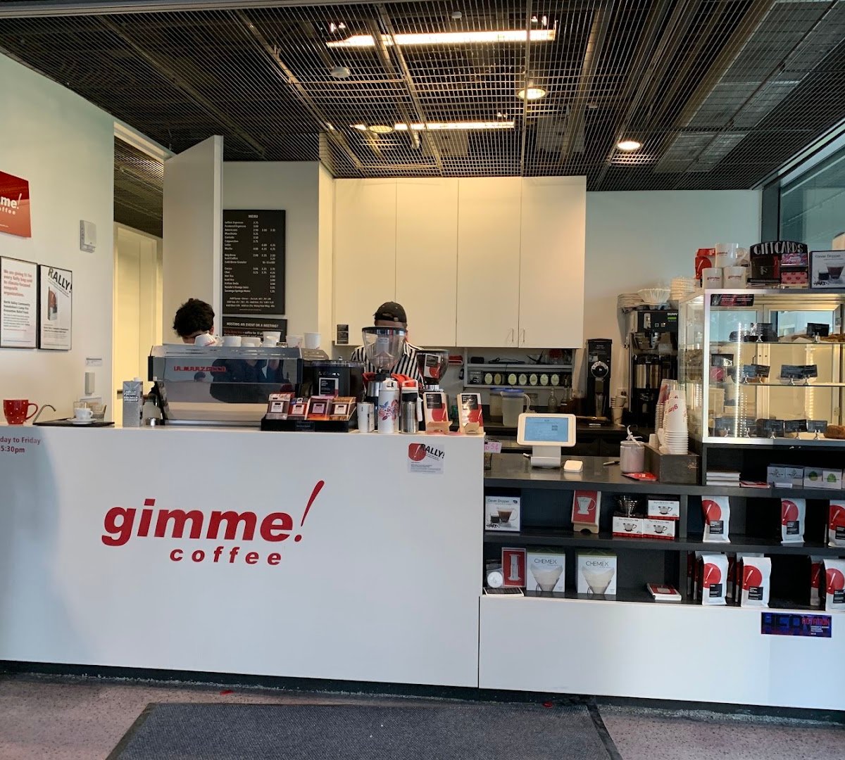Interior of Gimme! Coffee - Cayuga St., specialty coffee shop in Ithaca