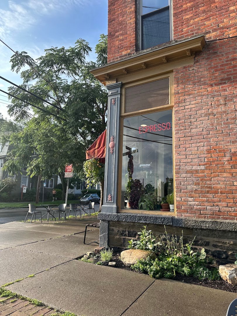 Storefront of Gimme! Coffee - Cayuga St., specialty coffee shop in Ithaca