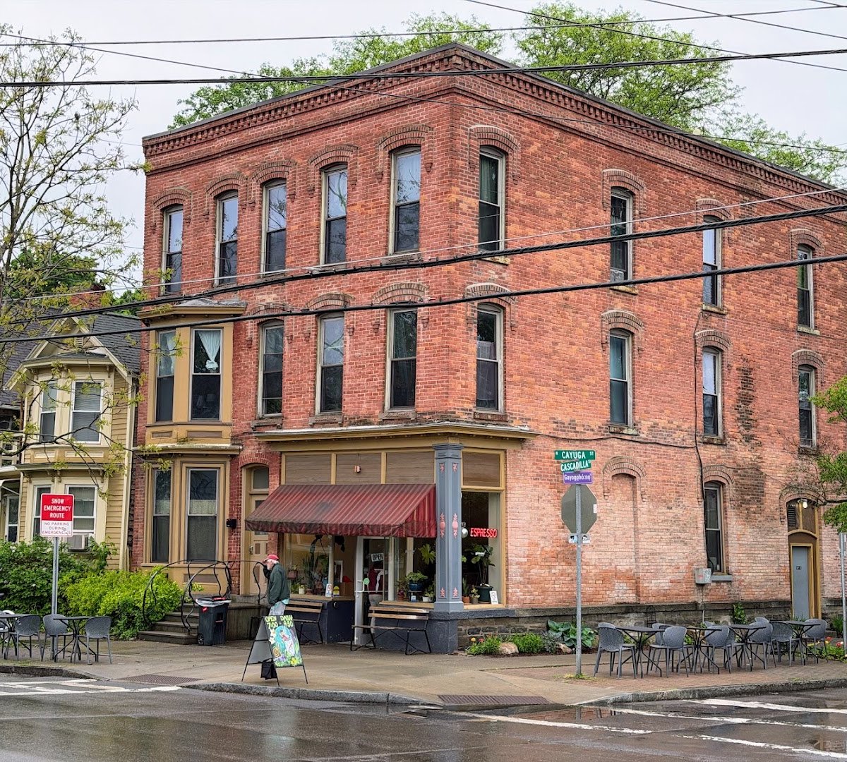 Storefront of Gimme! Coffee - Cayuga St., specialty coffee shop in Ithaca