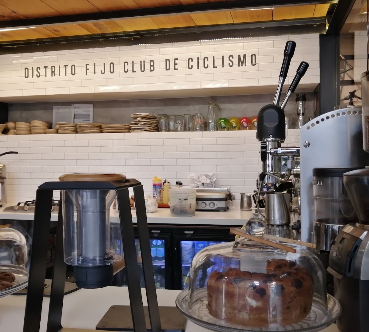 Interior of Distrito Fijo Club de Ciclismo, specialty coffee shop in Mexico City