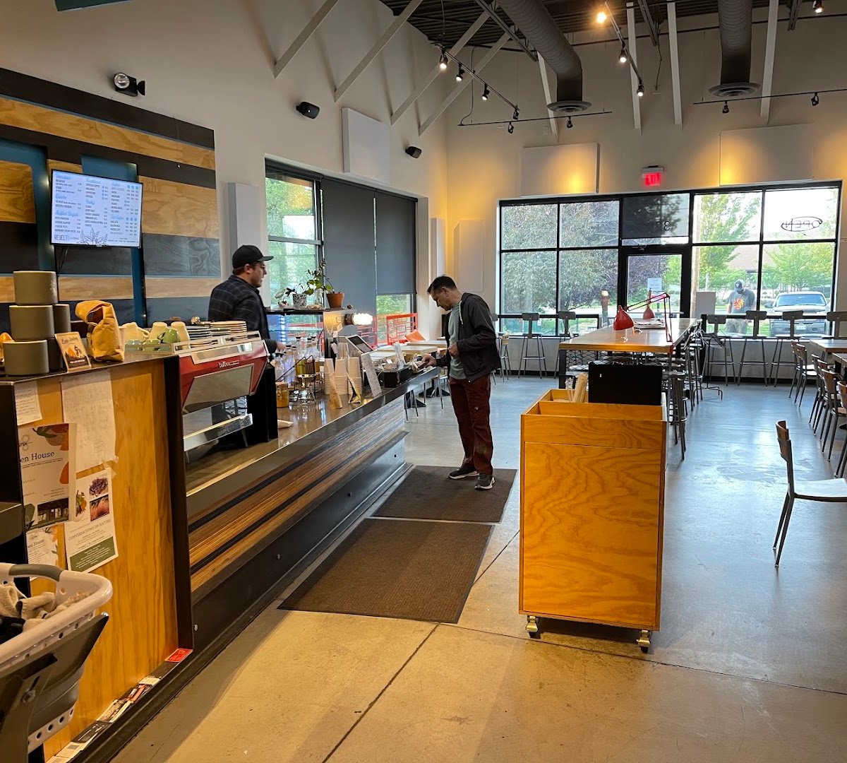 Interior of Revel 77 Coffee Roasting, specialty coffee shop in Spokane