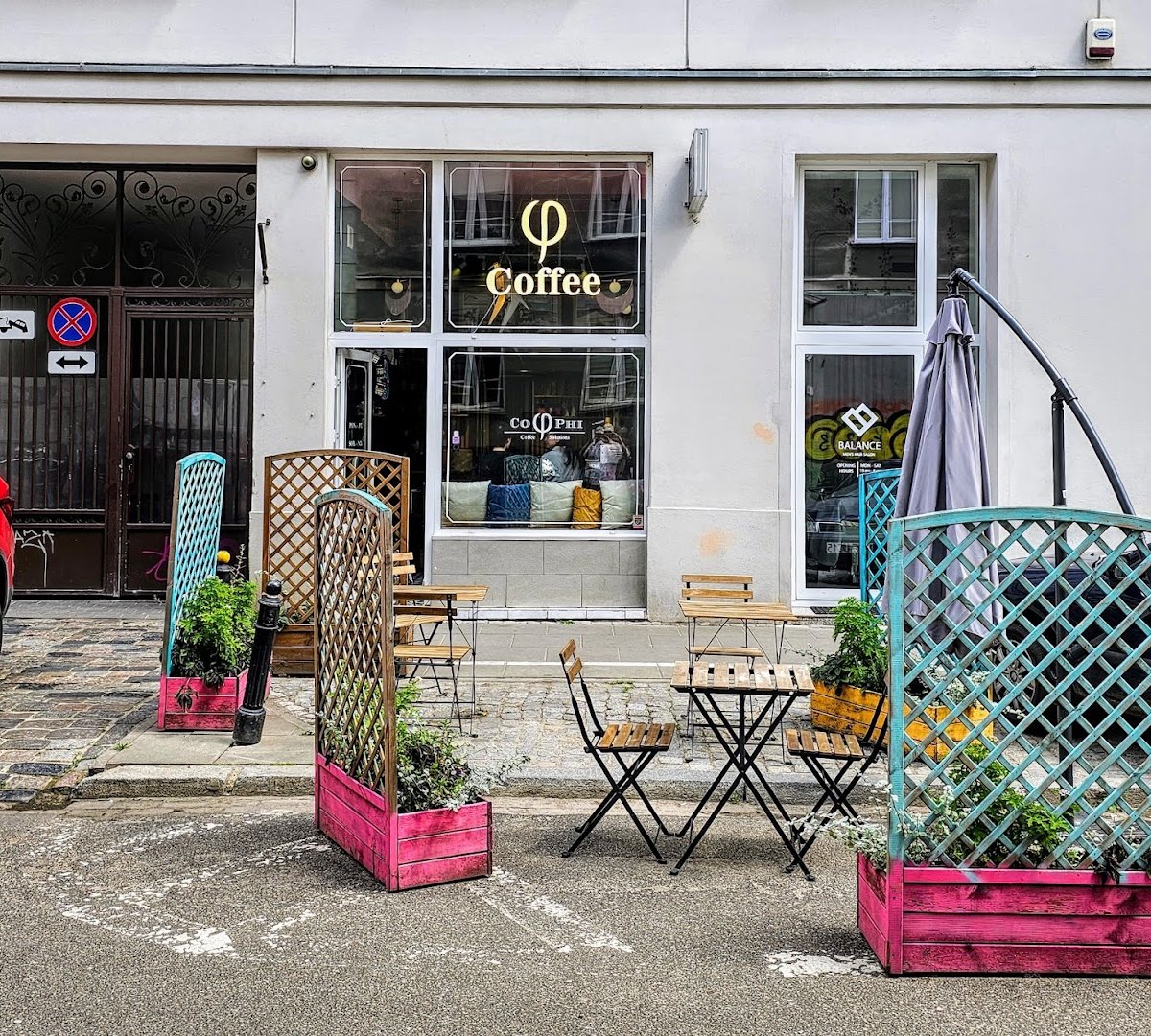 Storefront of Cafe Central, specialty coffee shop in Warsaw