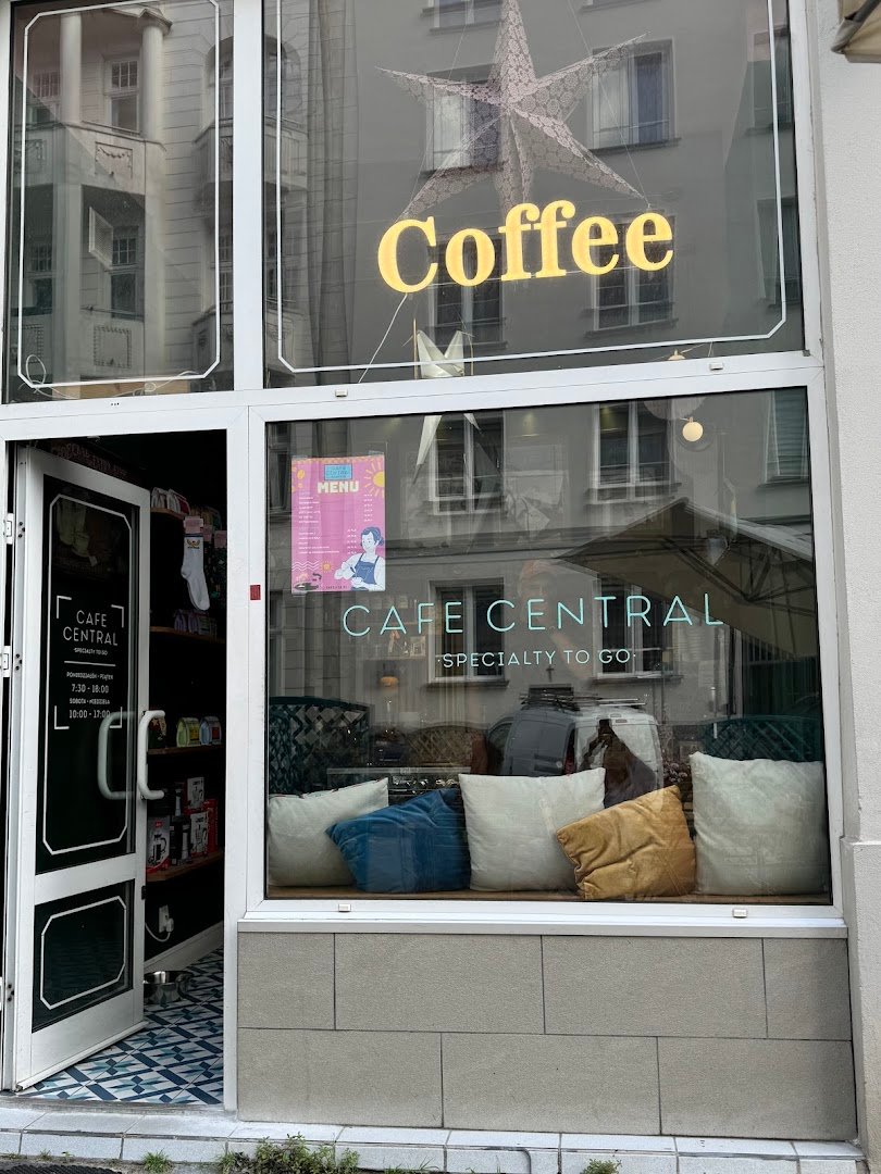 Storefront of Cafe Central, specialty coffee shop in Warsaw